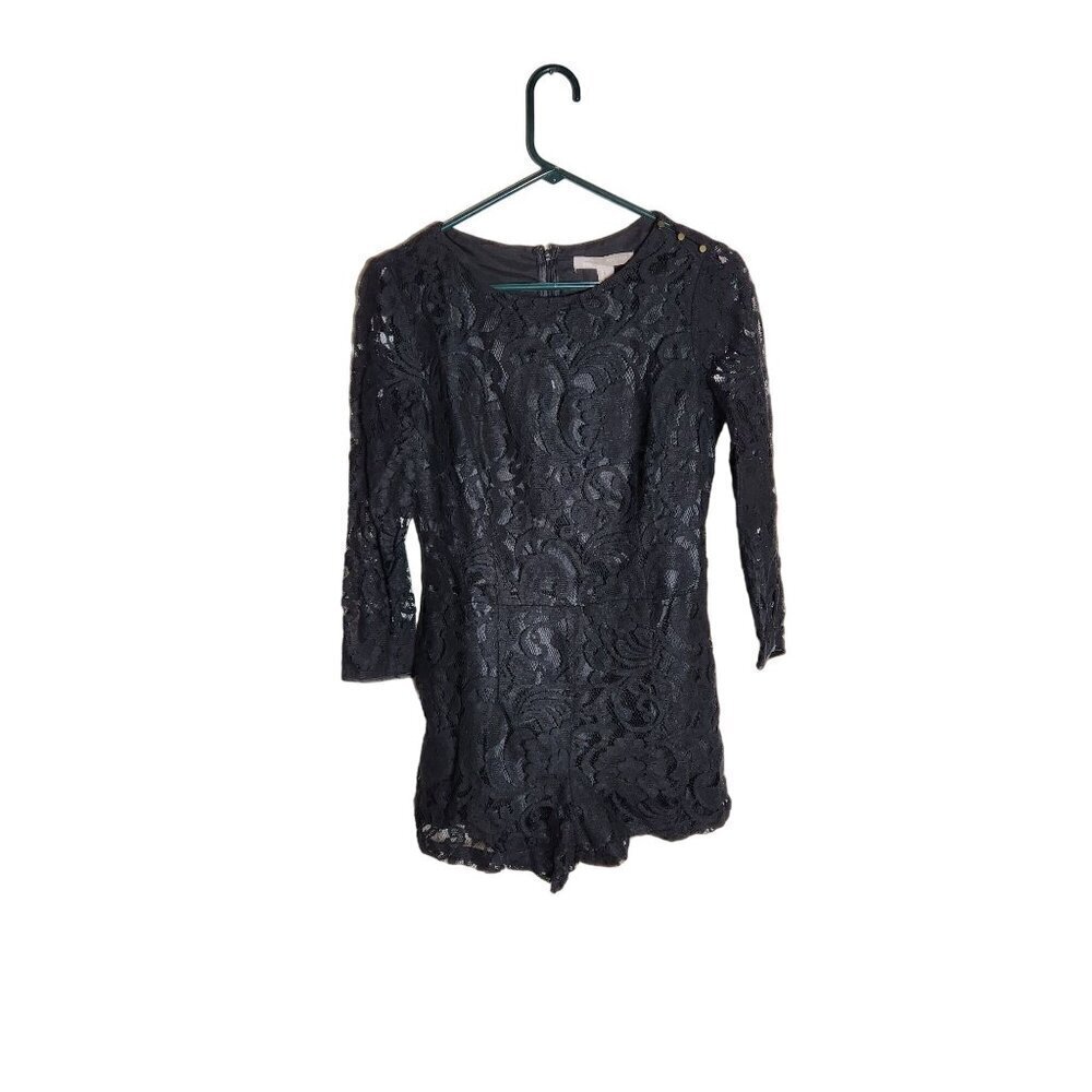 Forever 21 Contemporary Long Sleeve Romper Black Medium